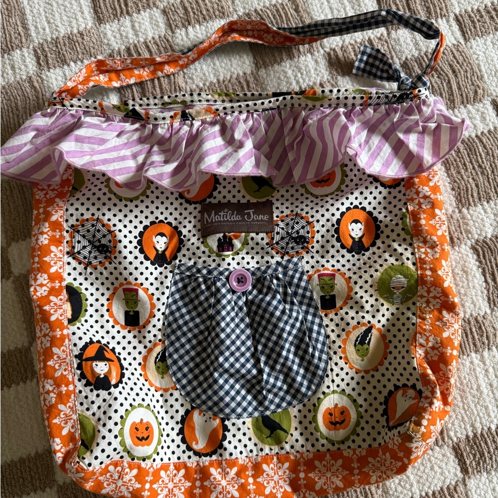 Matilda Jane Halloween Themed Tote with Orange and Purple Accents